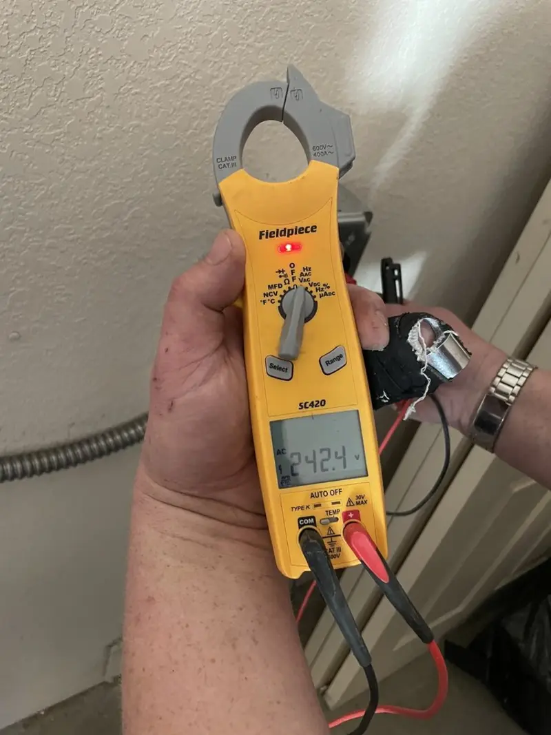 Voltage testing with clamp meter during Hot Tub / Pool Electrical Wiring in Oklahoma City